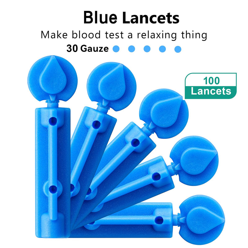 [Australia] - Lancing Device and 100 Lancets for Diabetes Testing, Single Use, 30 Gauge Lancets, for Minimizing Pain and Discomfort 