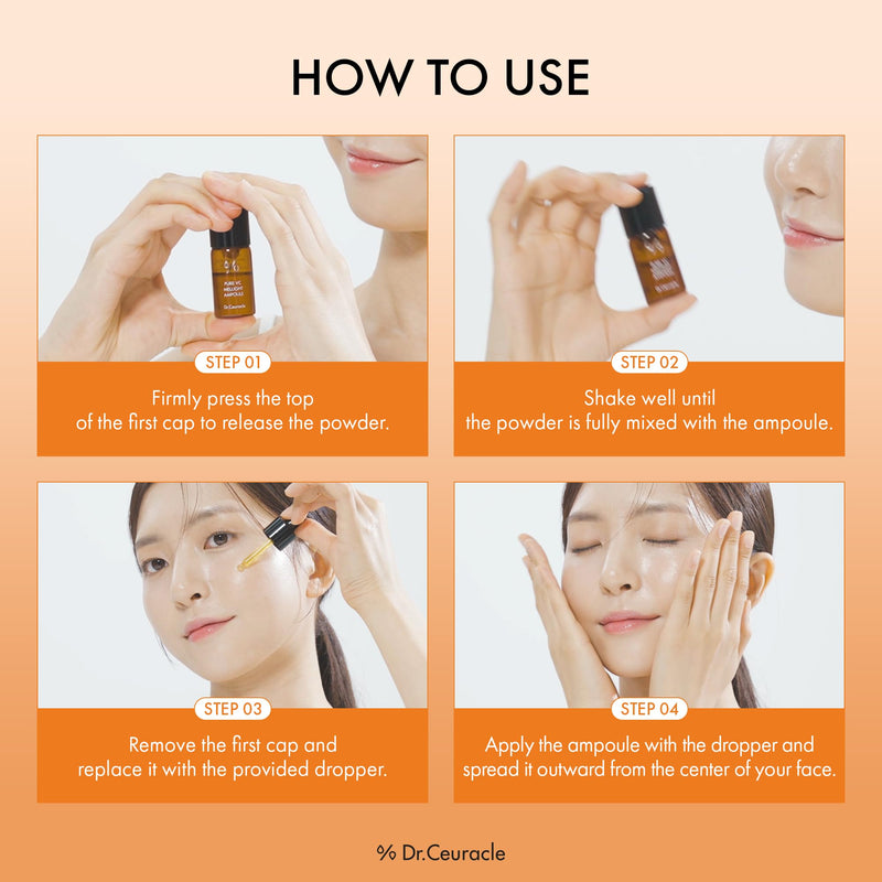 Dr.Ceuracle Pure Vitamin C Mellight Ampoule Set - Vitamin C Serum for Face, 4 Week Program for Anti-Oxidant, Fade Pigmentation, Skin Radiance, Korean Skincare (4 Counts (Pack of 1))