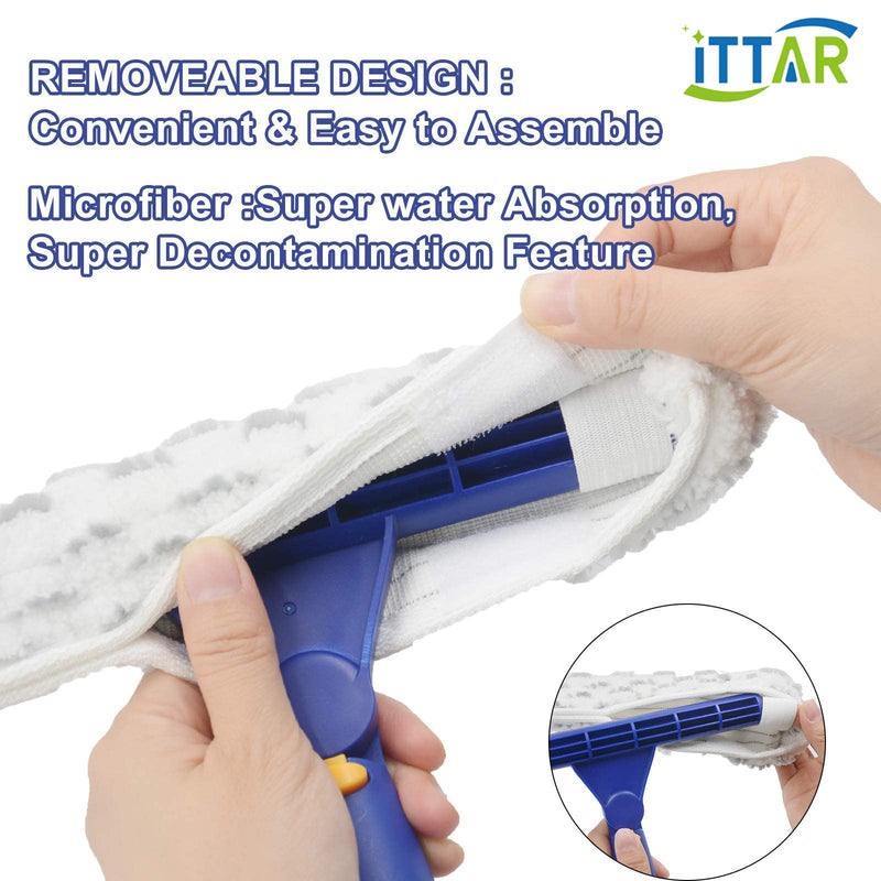 [Australia] - ITTAR Window Cleaner Squeegee,Rotatable Squeegee and Microfiber Scrubber with Extendable 3 Section Stainless Steel Pole,Window Cleaning Tool with 2 Microfiber Pads for Shower Glass Door,Car Windshield 1 Set of Pole 