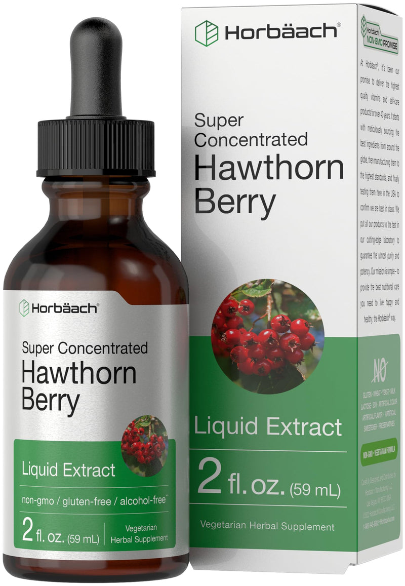 Horbäach Hawthorn Berry Extract | 2 fl oz | Alcohol Free Liquid Tincture | Vegetarian Supplement, Non-GMO, Gluten Free