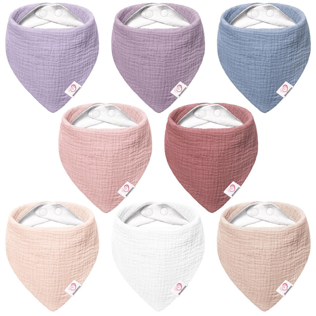 Muslin Baby Bibs 8 Pack 100% Cotton Baby Bandana Drool Bibs for Unisex Baby Girls Boys Drooling and Teething Summer Berry