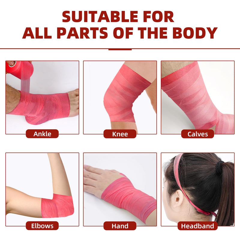 OK TAPE Pre Wrap Tape (4-Rolls, 120 Yards) - Athletic Foam Underwrap for Sports, Protect for Ankles Wrists Hands and Knees, 2.75 Inches - Red 2.75 Inch x 30 Yards