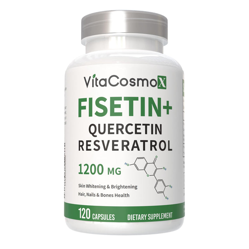 Fisetin Quercetin Resveratrol Supplement, 1,200 mg, 120 Veggie Capsules 100% Vegetarian, Non-GMO & Gluten Free - 2 Packs