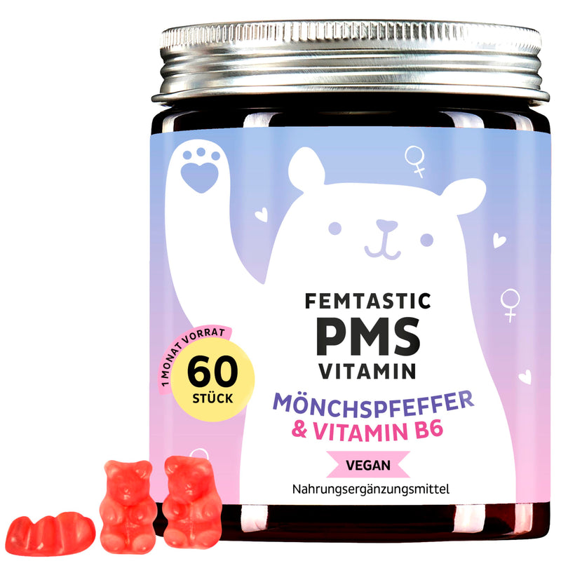 [Australia] - PMS gummy bears with high-dose chasteberry, Dong Quai, B6 - natural support - hormonal balance in women, cycle regulation - 60 pieces - Vegan - Bears with Benefits 