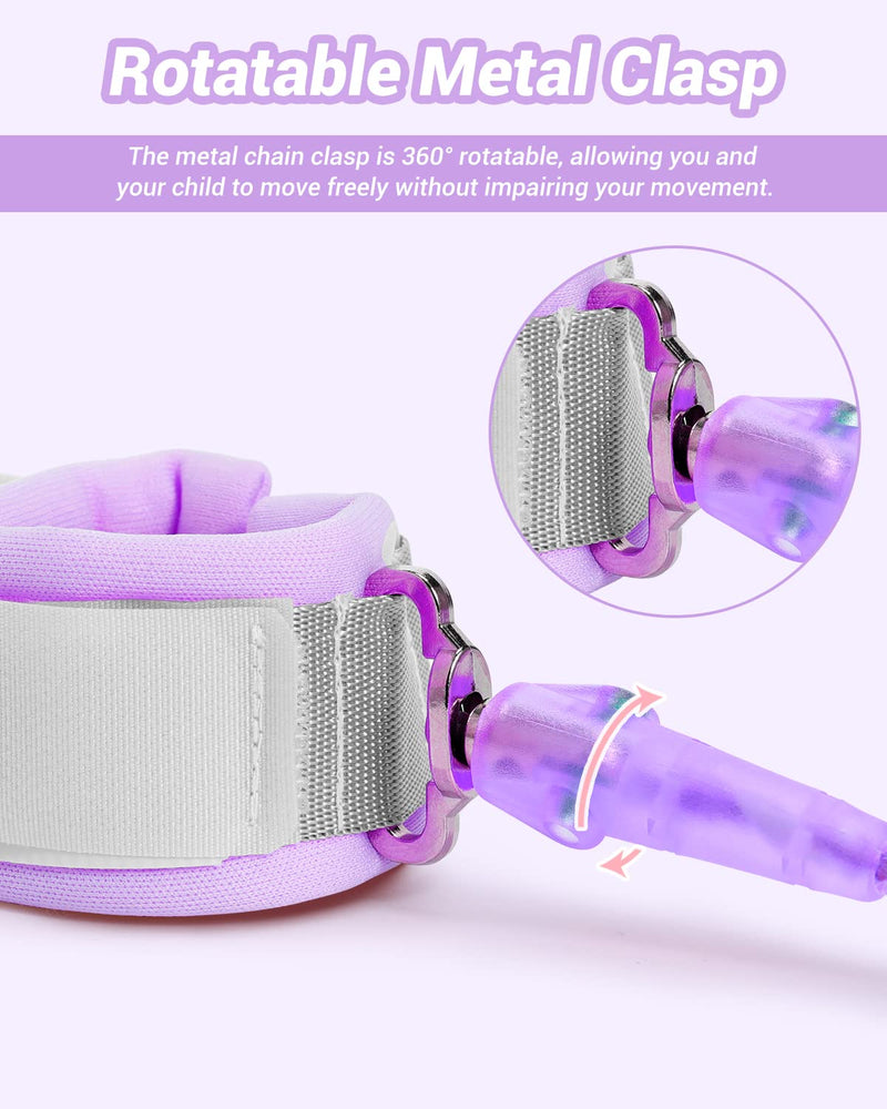 [Australia] - Dr.meter Kids Leash for Toddler, Reflective Anti Lost Wrist Link with Key & Lock, 8.2ft Safety Wristband Child Walking Harness for Supermarket Mall Airport Amusement Park Zoo Travel, Purple 