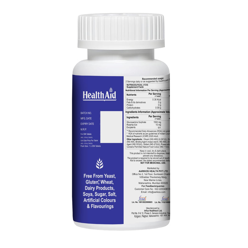 HealthAid Glucosamine Sulphate 2KCl 1500mg - 30 Tablets