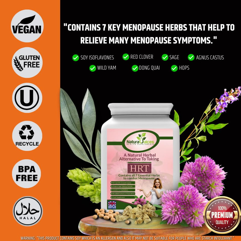 Herbal HRT for Women 60 Vegan Capsules Hot Flushes Dryness Night Sweats Mood Changes Joint Pain Brain Fog (1) 1