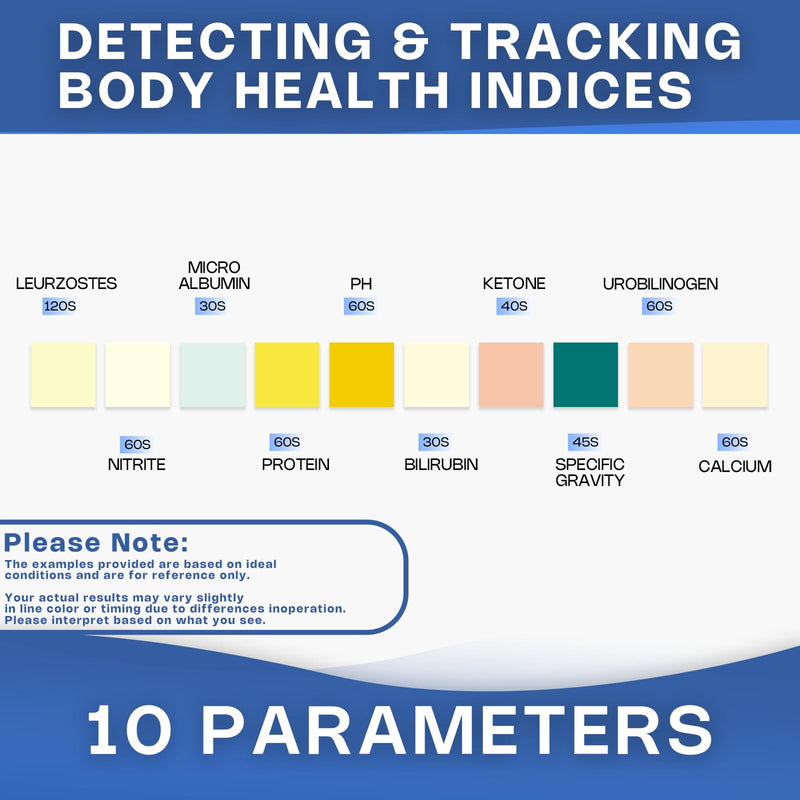 [Australia] - 10-in-1 Urine Test Strips for Urinalysis – Full Panel Urinalysis Test Strips for Protein, Nitrite, Leukocytes, pH, Kidney and Liver Function (120 Strips) 