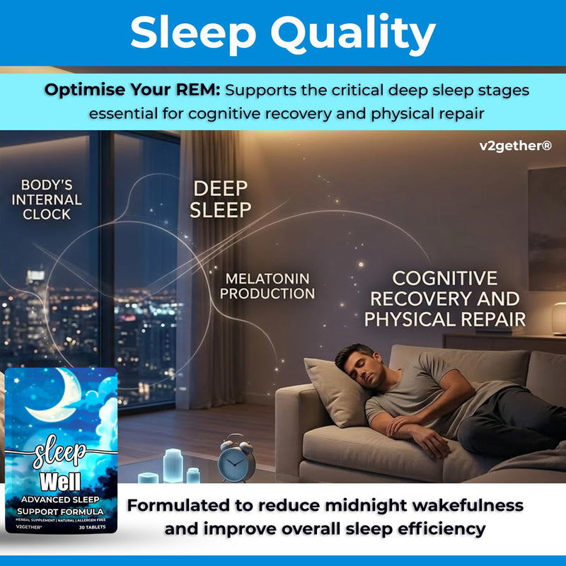 Sleep Well Advanced Sleep Support Formula – Natural Nighttime Sleep Aid Supplement for Deep Restful Sleep & Relaxation, Non-Habit Forming Sleep Support Tablets for Adults (30 Tablets) 30 Tablets