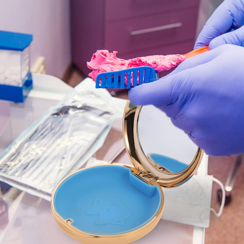 [Australia] - HEALLILY denture box, braces box with mirror, denture box, denture box, denture box, denture storage box, dental box for bite splint, grinding splint, dental care, golden 
