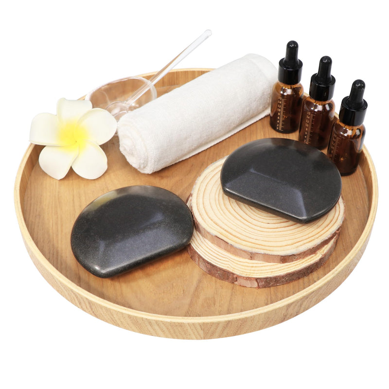 [Australia] - Master Massage 2-Piece Large Three Quarter Round Circle Circular Contour Hot Stones Set - Trigger Point and Acupressure Tools-Black Basalt Lava Rock Massage Tool Stones for Stone Massage - Large Size 