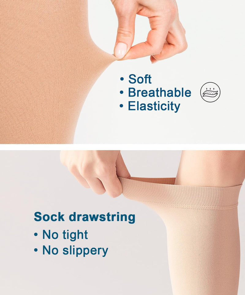[Australia] - Medical Compression Stockings Women & Men 20-30 mmHg Class 2, Size S-4XL, Graduated Support Compression Socks Support Stockings for Varicose Veins Edema Flight XL Beige 