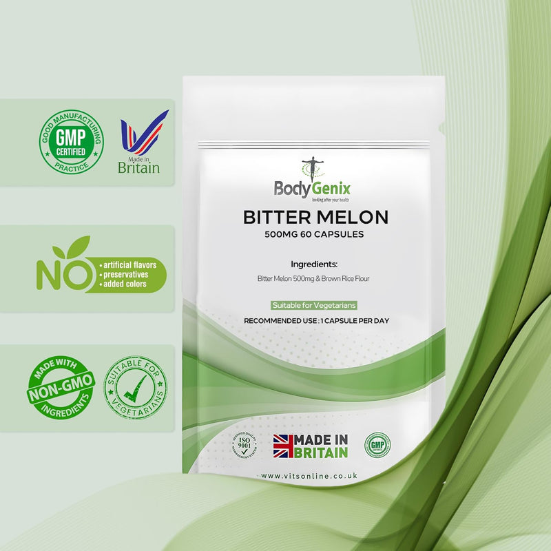 BodyGenix Bitter Melon Capsules - 500mg Momordica Charantia Immune System Digestive Health Metabolic Support - Karela Extract Natural Supplement (60) 60