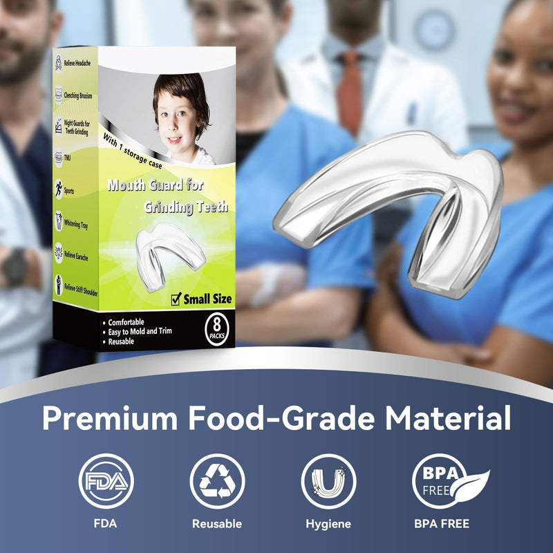 [Australia] - Kids Mouthguard for Teeth Grinding, Pack of 8 Moldable Kids Mouth Guards for Clenching Teeth, Sport Athletic, Whitening Tray 