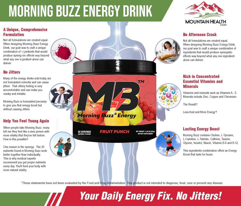 [Australia] - Energy Powder Drink - Energy Boost Drink Mix - Sugar-Free Energy with Antioxidants - Morning Kickstart and Sports Nutrition Endurance Product - 30 Servings, Fruit Punch, 8 Ounces 