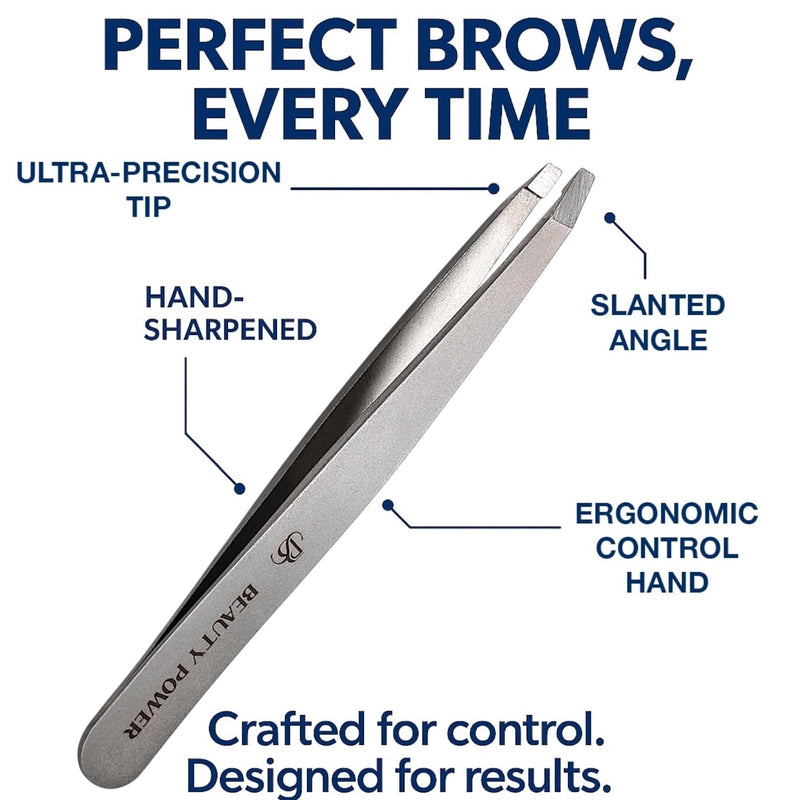 Ultra-Precision Professional Slant Tweezers for Women Facial Hair - German Stainless Steel, Lightweight Black Tweezers for Women & Men, Ideal for Eyebrow & Facial Grooming (Matte Gray) 1 / Matte Gray