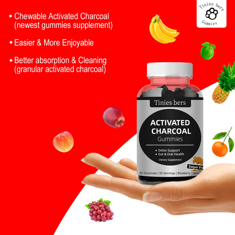 [Australia] - Activated Charcoal Gummies Sugar Free, 400mg Charcoal Supplements from Coconut, Quicker to Cleanse, Detox, Gas Relief, Gut & Oral Health for Adults & Kids, Gluten Free, Non GMO, Vegan, Pectin, 60 60 Count (Pack of 1) 
