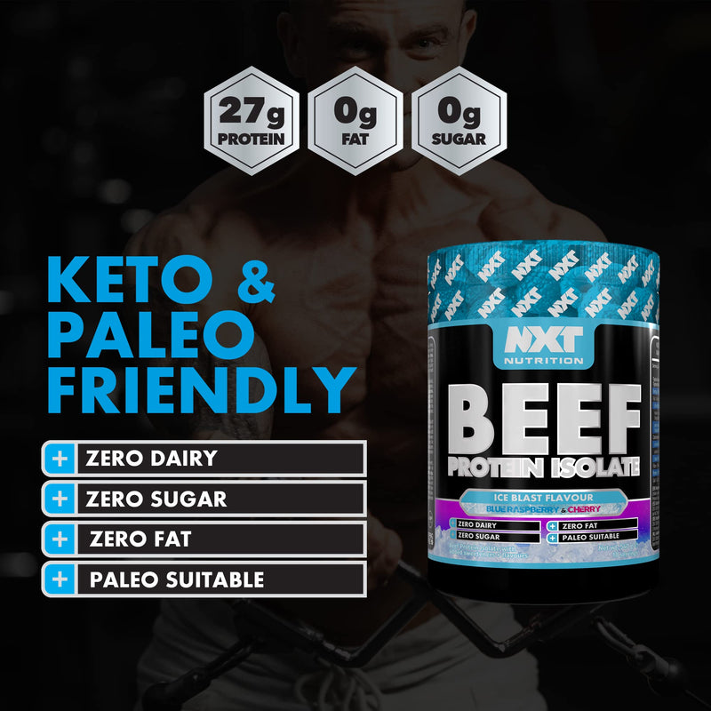 NXT Beef Protein Isolate 540g - High Protein Powder in Natural Amino Acids - Paleo, Keto Friendly - Dairy and Gluten Free | 540g (Ice Blast)