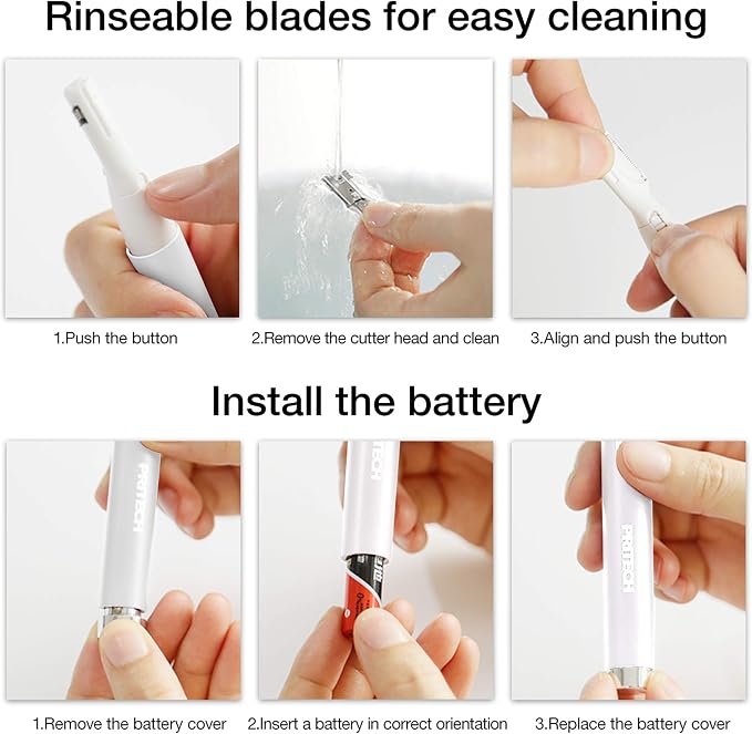 2025 Eyebrow Trimmer Facial Shaver for Women - Painless Facial Hair Remover, Mini Personal Grooming Tool with Combs White