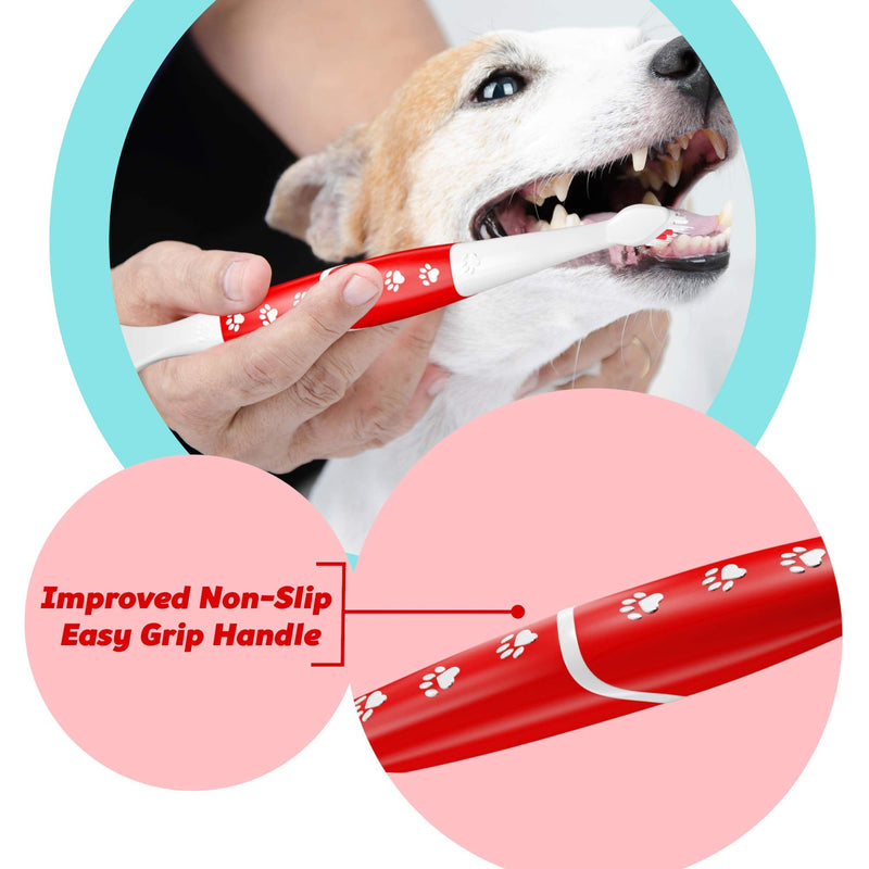 [Australia] - Pet Toothbrush for Dogs, Cats with Soft Bristles - Easy Teeth Cleaning & Dental Care, Non Slip Dual Head Dog Toothbrush for Medium & Large Pets, Toothpaste Not Included, Pack of 2 Pack of 2(red) 
