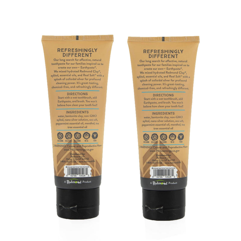 Redmond Earthpaste w/Silver – Natural Non-Fluoride Toothpaste, 2 Pack (Peppermint) Peppermint 4 Ounce (Pack of 2)