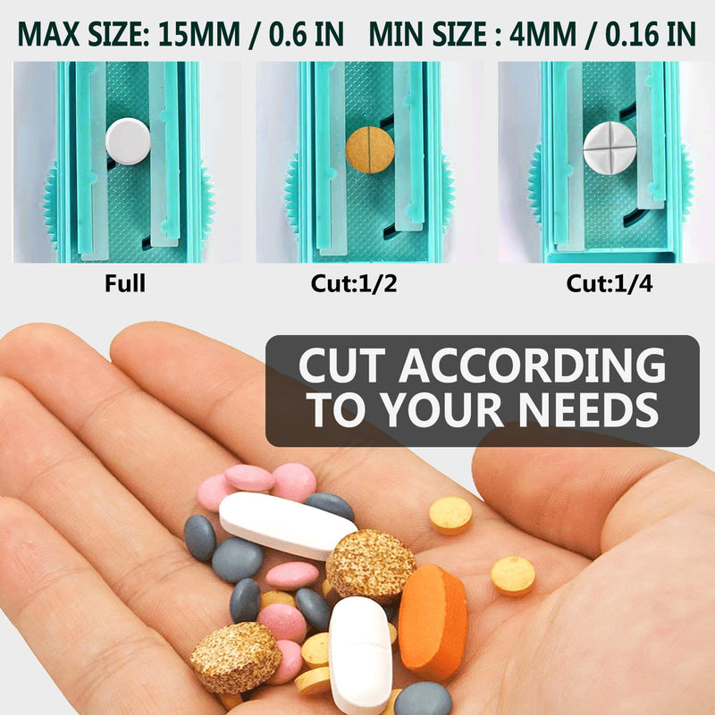 [Australia] - Johnbee Pill Cutter Splitter for Small and Tiny Pills, Larger Pills. Adjustable Pill Splitter Accurately Cuts Multiple Pills at Once. Sharp Blade with Safety Guard. Non-slip Silicone Edge (Lake Blue) Lake Blue 