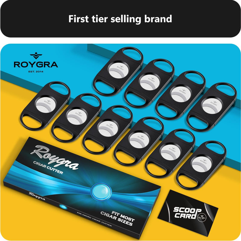 [Australia] - roygra Cigar Cutter, Enlarge 65 Ring Fit Almost Cigar Sizes, Guillotine Double Blade - 10 Pack 