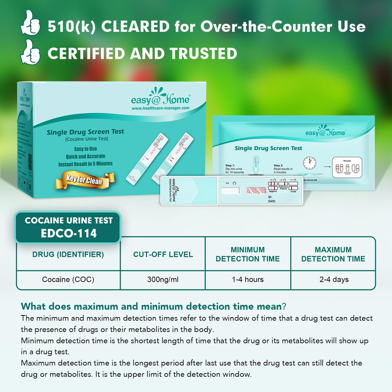 Easy@Home 15 Pack Cocaine(COC) Single Panel Drug Tests Kit - Value Pack COC Screen Urine Drug Test Kit- #EDCO-114 | Instant COC Panel Testing for Home Use, 300 ng/mL Cutt-Off Level Cocaine Test Kit, EDCO-114 15 Count (Pack of 1)