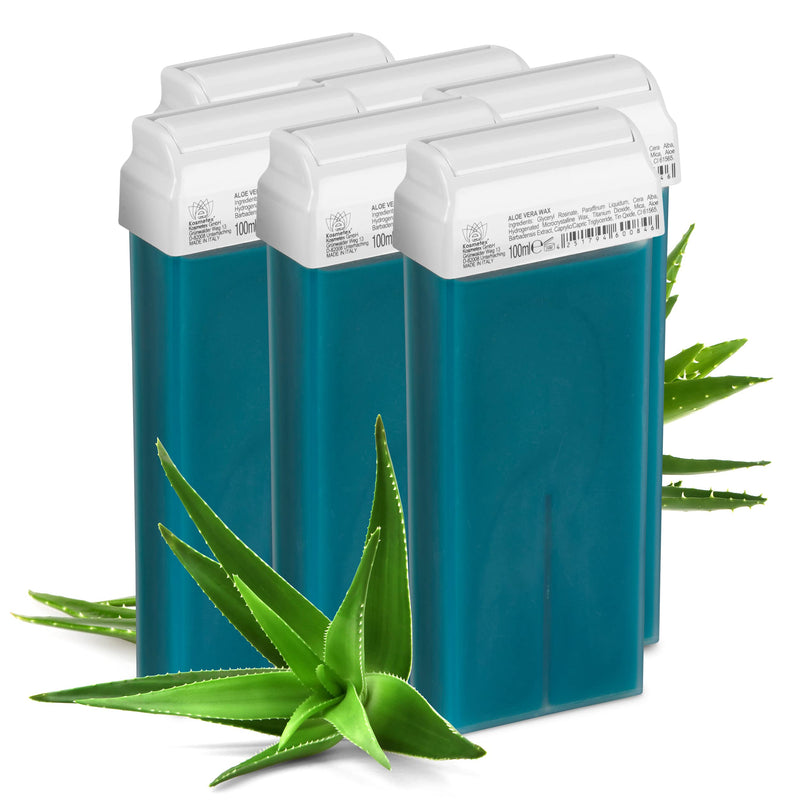 [Australia] - Kosmetex Aloe Vera Wax Cartridges Hair Removal, Roll On Wax Roller, Warm Wax Cartridges, 6x 100ml 100ml (Pack of 6) 