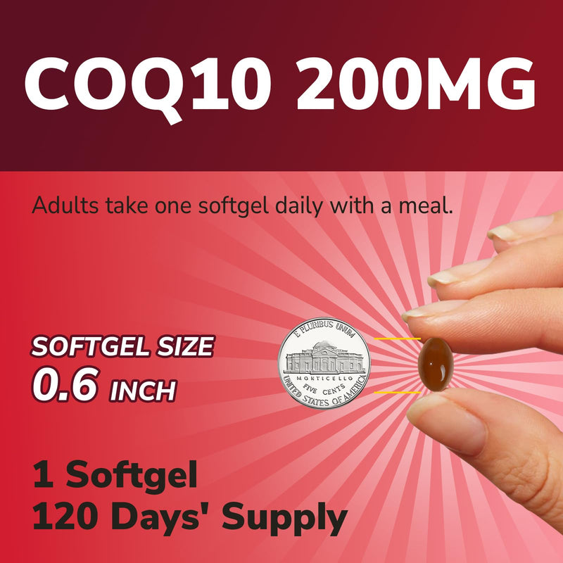 Vitalibre CoQ10 200 mg, with Extra Virgin Olive Oil, High Absorption CoQ10 Ubiquinone, Max Potency Heart & Cellular Energy Support, Powerful Antioxidant, Easy to Swallow, Once Daily, 120 Softgels 120 Count (Pack of 1)