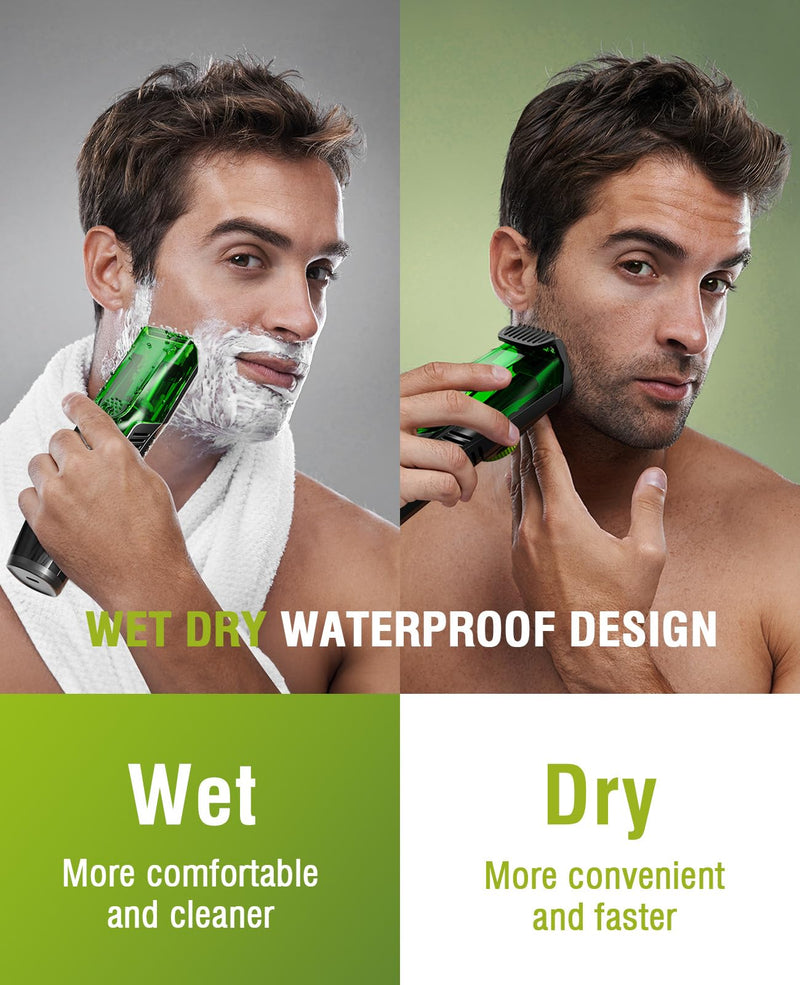[Australia] - SHPAVVER Beard Trimmer for Men: Vacuum Mustache Trimmer for Less Mess -IPX7 Waterproof- Rechargeable Electric Beard Cutting Kit with Adjustable Length Comb-Built-in Vacuum for Sideburns, Stubble Deep Black 