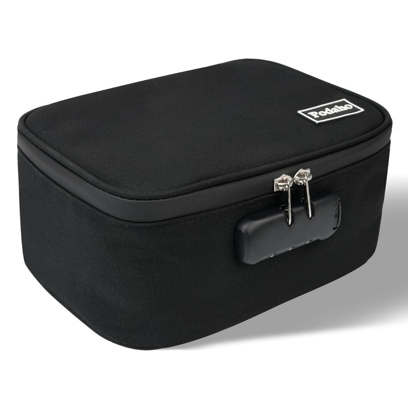 PODAHO Black Travel Odorless Bag with 10PCS Accessories, Portable Smell Proof Box Case with Lock, Great Gift for Friends.