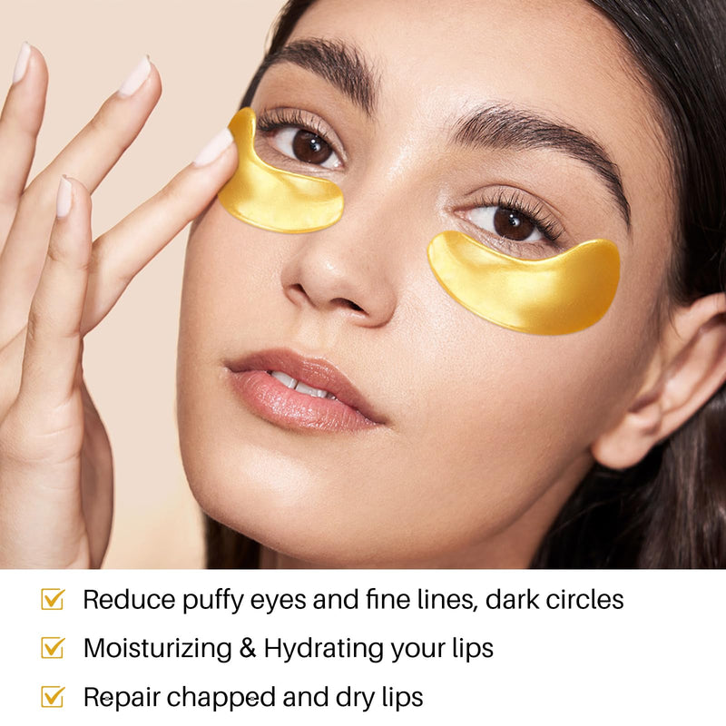 Collagen Lip and Eye Mask Set | 40 Pairs pink and gold