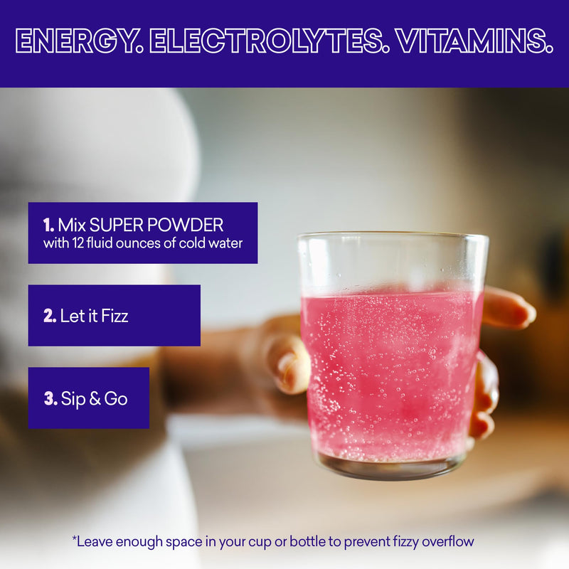 EBOOST SUPER POWDER Drink Mix - Acai Pomegranate 0.2 oz 20 Pack Hydration Energizer Electrolytes Powder - 13 Vitamins & Minerals - 110 mg Caffeine - 0 Added Sugar - No Artificial Flavors or Sweeteners 20 Servings (Pack of 20)