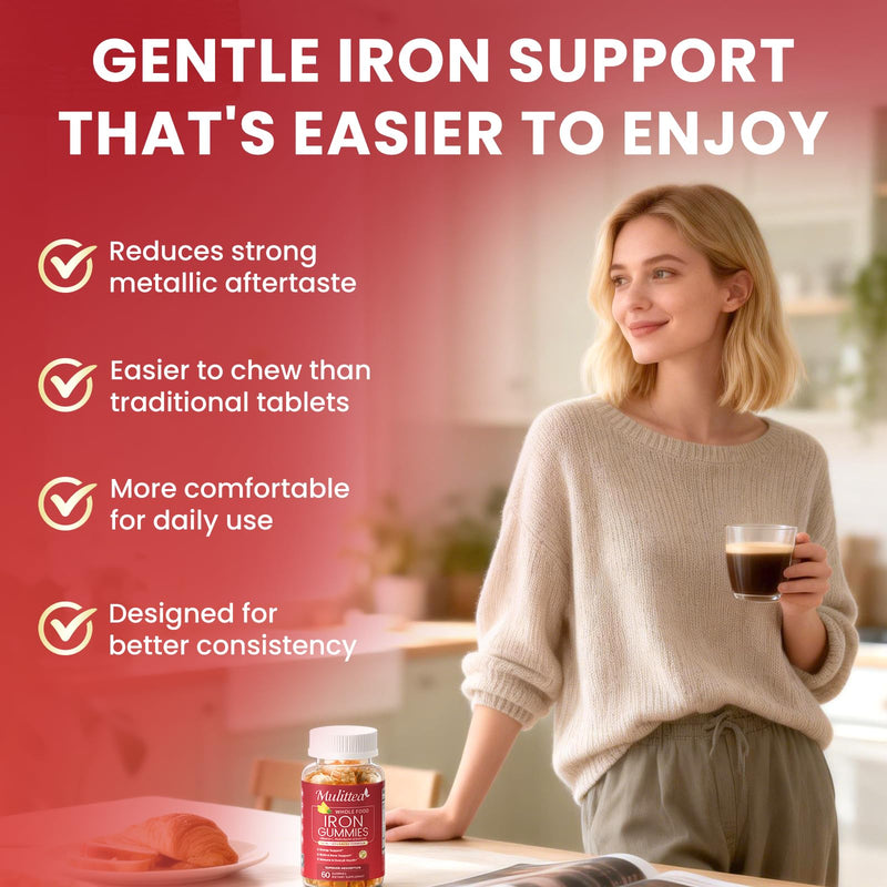 Iron Gummies for Women, 4-Source Iron Supplement with Vitamin C, Folate | 14-IN-1 Gentle Vegan Gummy With B12, B6 & Copper, Blood-Building & Energy Support Pineapple Flavor, 120 Count