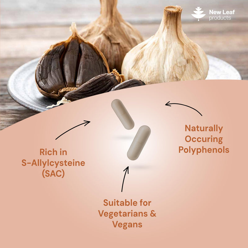 Aged Garlic Extract Capsules 16,000mg Equivalent (160mg 100:1 Extract) – Odourless Black Garlic Capsule with Naturally Occurring SAC & Polyphenols – 3 Month Supply