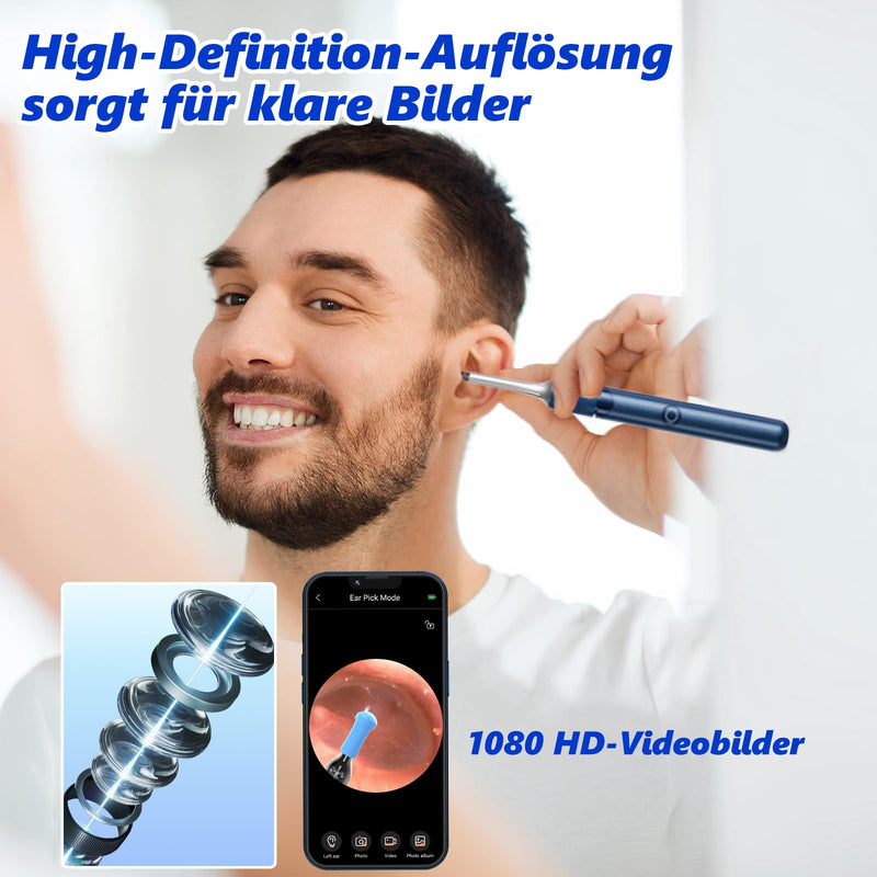 [Australia] - Earwax Remover Otoscope, VITCOCO 1080P Ear Cleaner, 3.2mm Ear Cleaner with Tweezers, Wi-Fi Ear Cleaning, Waterproof Ear Cleaner for Adults, Children and Pets Blue 