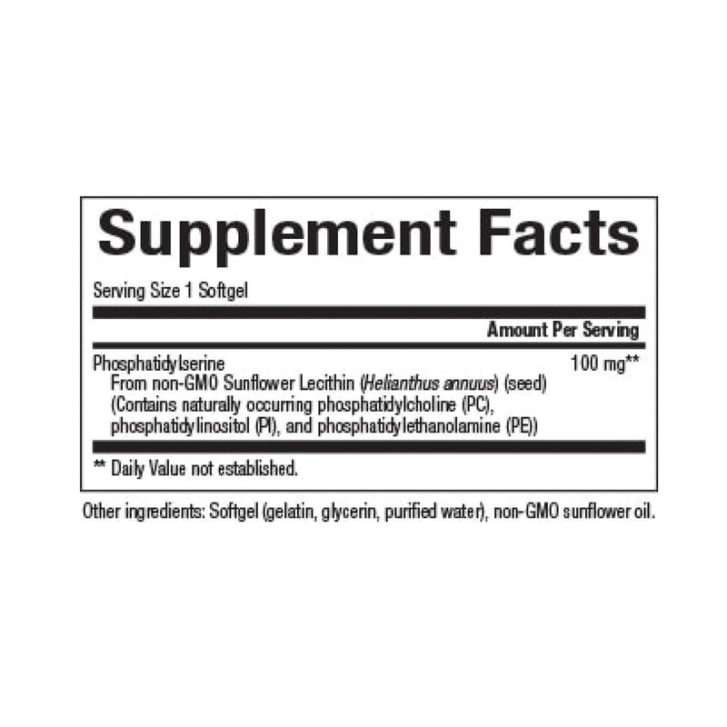 [Australia] - Natural Factors, Phosphatidylserine, Support for Memory, Concentration and Brain Functions, Soy and Gluten Free, 60 Softgels Standard Packaging 