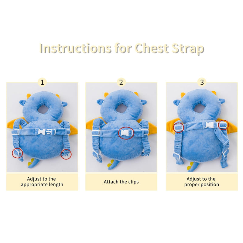 [Australia] - Baby Head Protector Backpack, Toddler Toddler Head Protector, Toddler Head Protector Padded Backpack Elasticated Carrier Wear (Dragon) Blue 