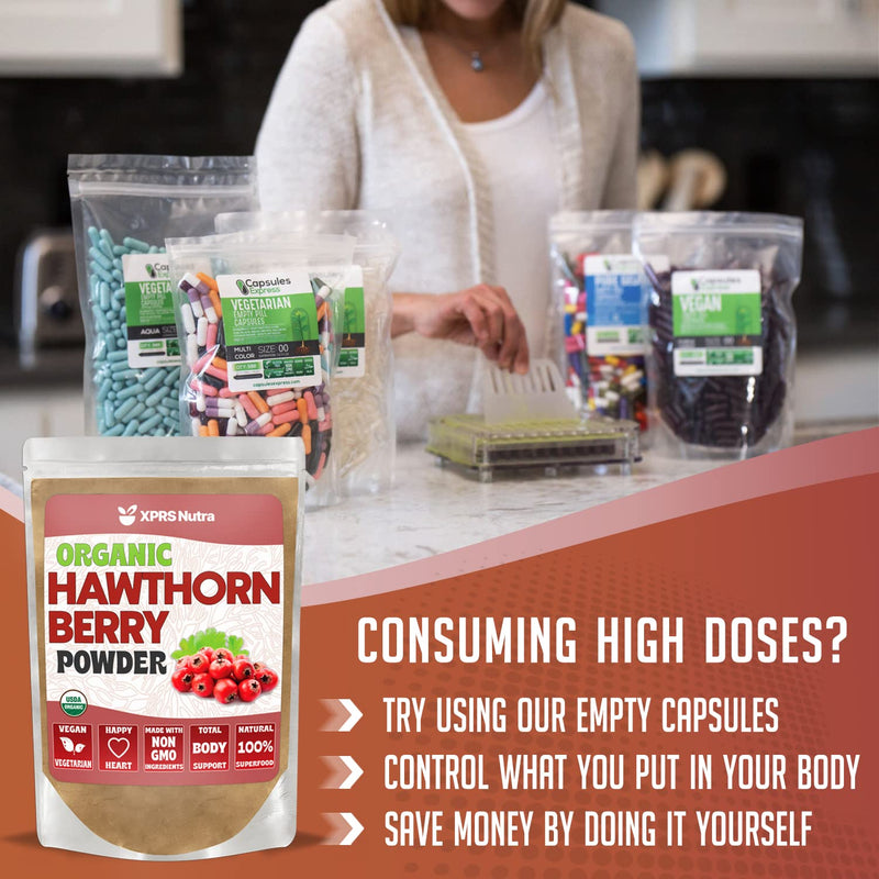 [Australia] - XPRS Nutra Organic Hawthorn Berry Powder - Premium USDA Organic Hawthorne Berry Powder for Cardiovascular Support - Vegan Friendly Hearth Health Supplement (16 Ounce) 1 Pound (Pack of 1) 
