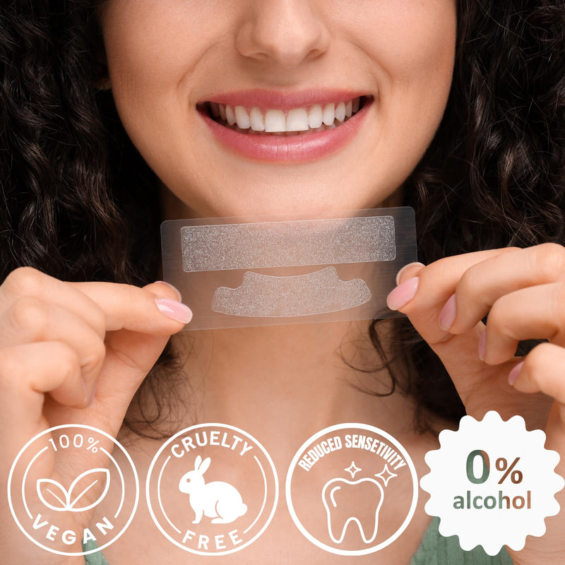 Natural Teeth Whitening Strips – Enamel Safe Gentle Whitening for Sensitive Teeth, Vegan-Friendly White Strips Without Peroxide or Bleach, 14-Day Treatment with 28 Count Supply