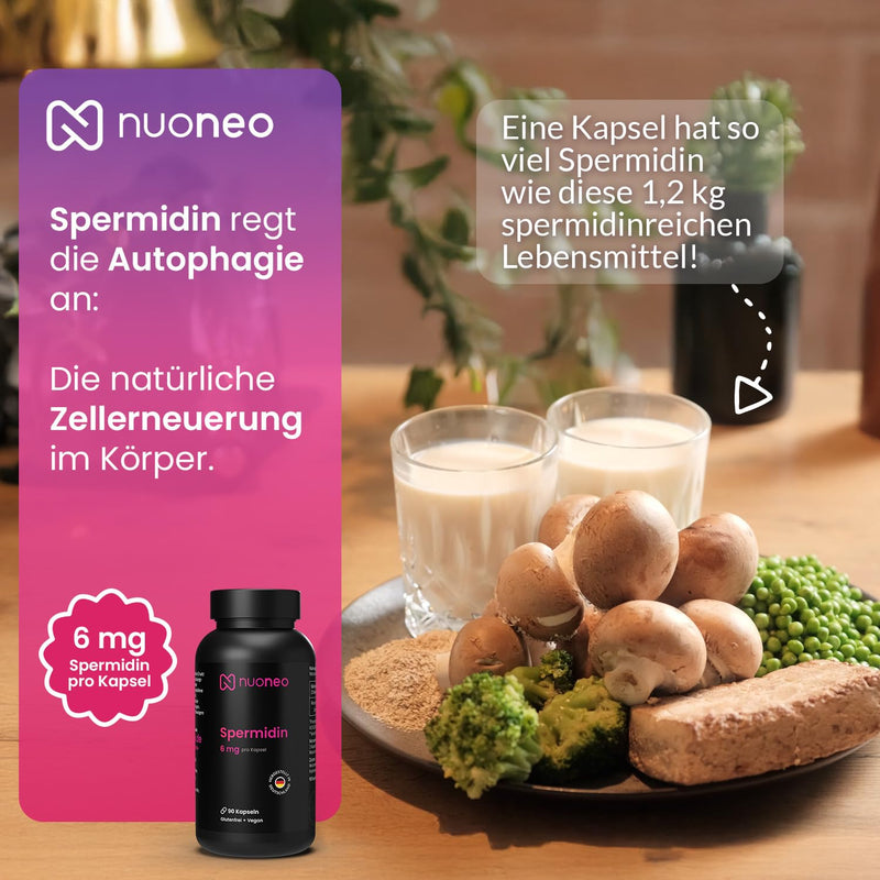 [Australia] - Spermidine capsules high dosage 6 mg per capsule - made in Germany (2 x 90 pieces) supply for 6 months - wheat germ powder gluten-free 6 mg Spermidine 90 pieces (pack of 2) 