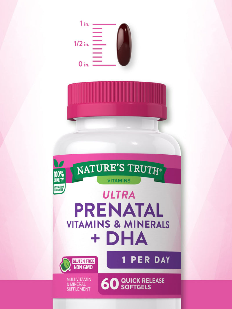 [Australia] - Nature's Truth Prenatal Vitamins with DHA and Folic Acid | 60 Softgels | Non-GMO & Gluten Free Supplement 