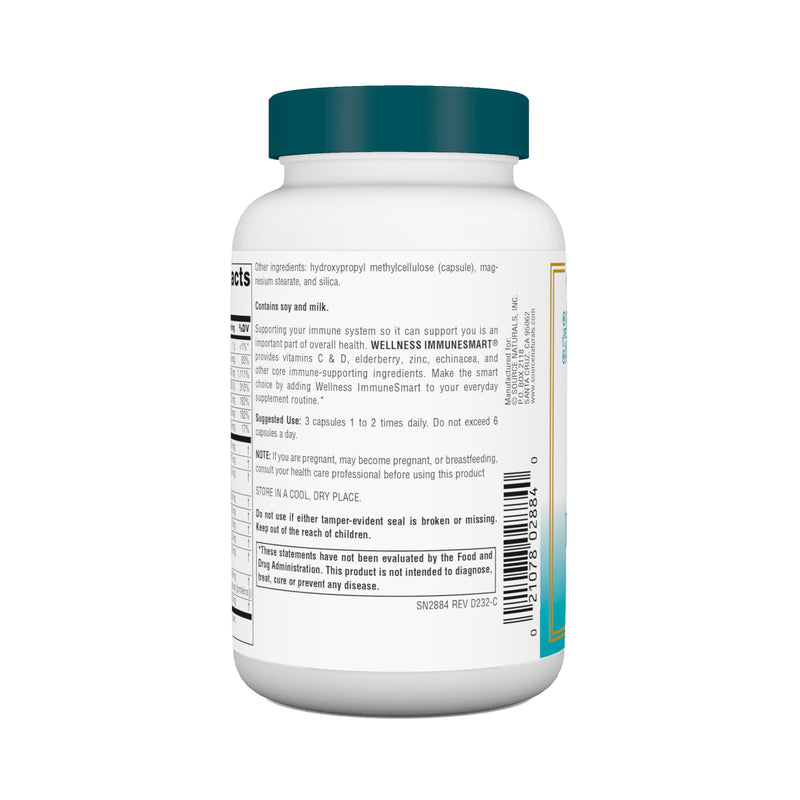 Source Naturals Wellness ImmuneSmart, 90 Capsules | Core Daily Immune Support | with Vitamins A, C, and D, Zinc, Elderberry, Echinacea, Andrographis, Turkey Tail and Garlic* 90 Count (Pack of 1)
