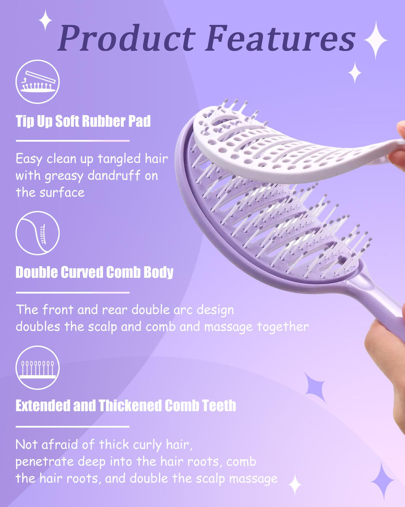 Self Cleaning Hair Brush for Men and Women,Detangle Brush with Removable Screen Manages Tangle and Uncontrollable Hair Purple