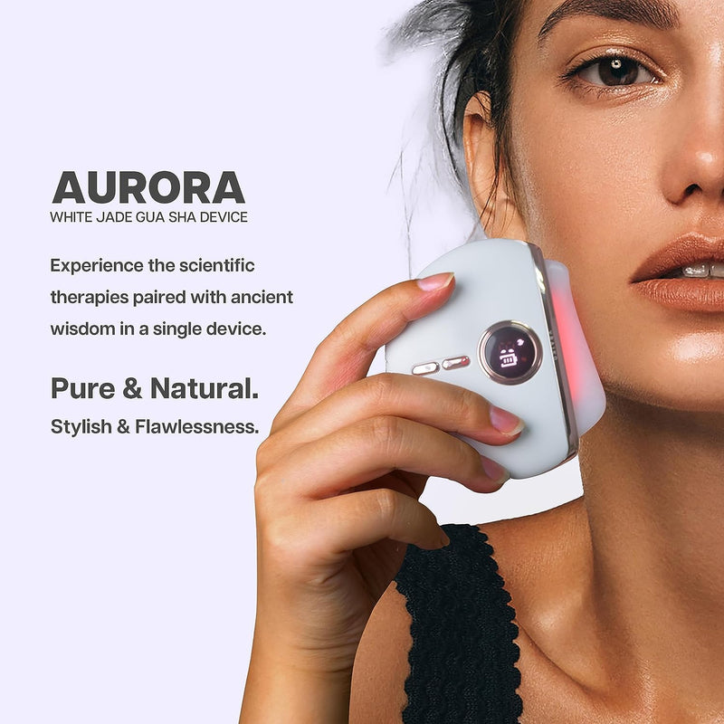 VRAIKO Electric Gua Sha Device, Gua Sha Facial Tools with Heat and Vibration, Gua Sha Face Massager for Lymphatic Drainage, Lift, Puffiness, Rejuvenation Natural Glow (White)