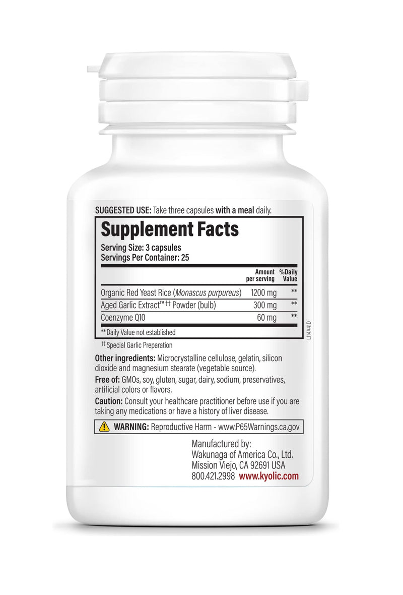 [Australia] - Kyolic Aged Garlic Extract Formula 114, Red Rice Yeast & Coq10, 75 Capsules (Packaging May Vary) Formula 114 Capsules 75 Count (Pack of 1) 