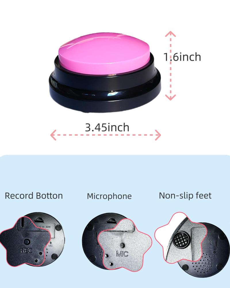[Australia] - Dog Talk Buttons Voice Recording Button for Communication and Pet Training 30-Second Record & Playback Talking Button for Study, Office, Family, and Kids (Pink, one) Pink 