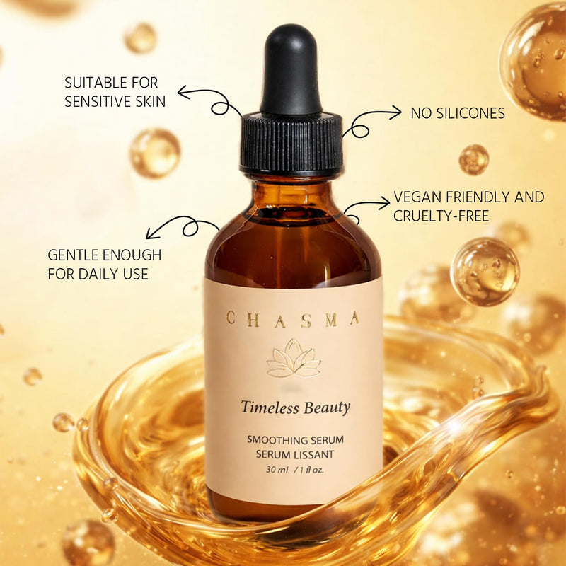 Chasma Timeless Beauty Face Serum - Bakuchiol, Turmeric, Vitamin C, Hyaluronic Acid, Peptides,Deep Hydration, Sensitive Skin Care, Unscented
