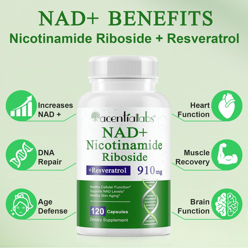 NAD Resveratrol+ Trans | 910mg+120 Capsules | Advanced Formula | NAD Resveratrol Supplement | Immune & Energy Support, Skin & Overall Health 120 count (Pack of 1)